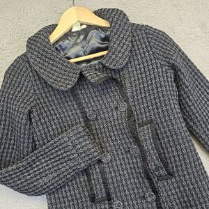 Matix‎ Trench Coat Womens XS Gray Tweed Dark Academia Midi Houndstooth Jacket